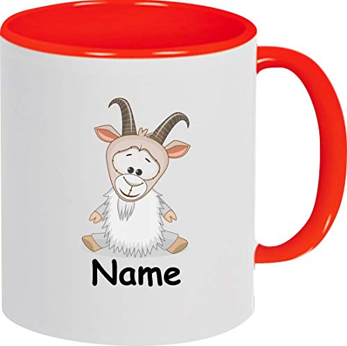 ShirtInStyle Kindertasse, Teetasse, Tasse, Ziege mit Wunschnamen, Wunschtext, Spruch, Kinder, Tiere, Natur, Kaffeetasse, Pott, Becher, Farbe rot von ShirtInStyle