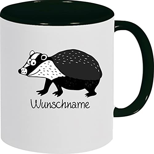 ShirtInStyle Kindertasse, lustige Tiere Dachs mit Wunschnamen, Tasse Pott Kaffeetasse Teetasse Logo, Spruch, Spruch, Motiv, Farbe schwarz von ShirtInStyle