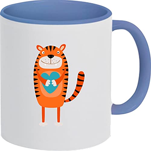 ShirtInStyle Kindertasse, lustige Tiere Tiger Herz, Tasse Pott Kaffeetasse Teetasse Logo, Logo, Spruch, Motiv, Farbe royal von ShirtInStyle
