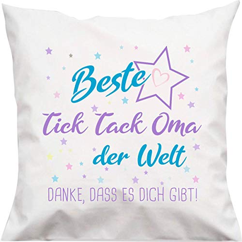 ShirtInStyle Kissen, Beste Tick Tack Oma der Welt, Danke, DASS es Dich gibt! Kuschelkissen Sofa Kissen, 40x40cm von ShirtInStyle