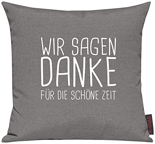 ShirtInStyle Kissen Sofakissen Motiv Typo Kuschelidee Wir Sagen Danke für die schöne Zeit, Abschied Kita Kindergarten Schule, Kissen, Sofa, Farbe grau von ShirtInStyle