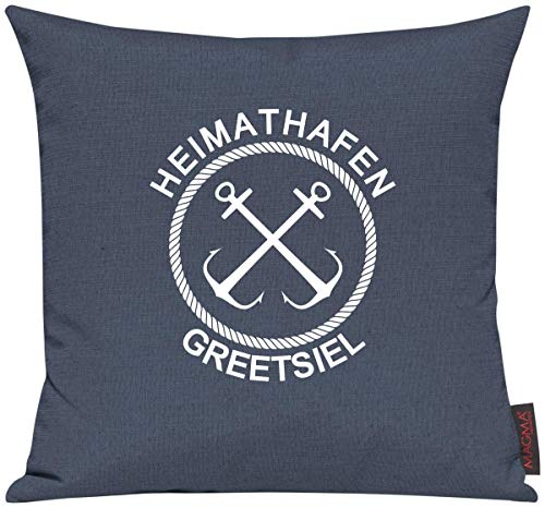 ShirtInStyle Kissenhülle Für Auserwählte! Sofakissen Motiv Typo Kuschelidee Heimathafen Greetsiel, Kissen, Sofa, Deko, Kuscheln, Urlaub, See, Meer, Heimatort, Stadt, Urlaub, Farbe Blau von ShirtInStyle