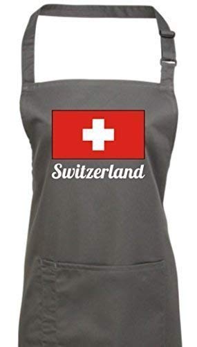 Shirtinstyle Kochschürze Latzschürze SWITZERLAND Schweiz Länderschürze, Farbe Darkgrey von Shirtinstyle