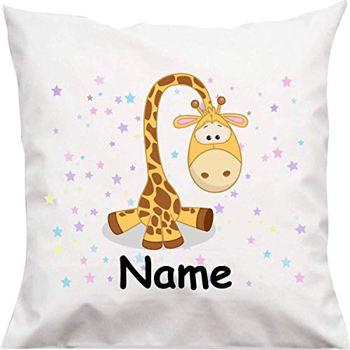 ShirtInStyle Kopfkissen, Giraffe mit Wunschname, Text, Wunschtext, Kinder Kinderzimmer Deko, Dekokissen mit Füllung, Motiv, Logo, Name, Größe 40x40cm von ShirtInStyle