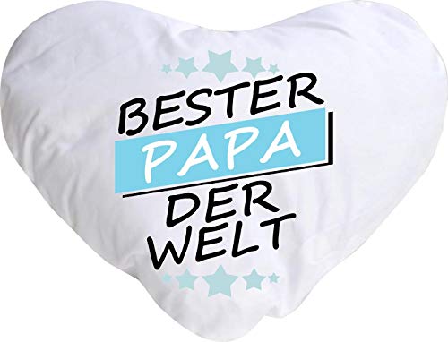 Shirtinstyle Kopfkissen Dekokissen, mit Füllung Bester Papa der Welt, Familie Verwandtschaft Freunde, Kissen, Kuscheln, Sofa, Geschenk, Deko, Herzform von Shirtinstyle