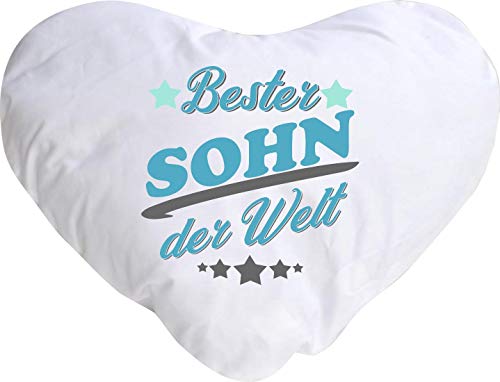 Shirtinstyle Kopfkissen Dekokissen mit Füllung Bester Sohn der Welt, Familie Verwandtschaft Freunde, Kissen, Kuscheln, Sofa, Geschenk, Deko, Größe Herzform von Shirtinstyle