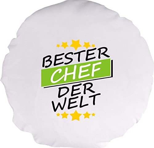 ShirtInStyle Kuschelkissen Bester Chef der Welt, Geschenk Kissen Kuscheln, Kopfkissen Dekokissen mit Füllung, Größe 40cm, Farbe weiß von ShirtInStyle