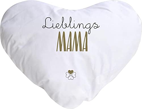 ShirtInStyle Kuschelkissen Lieblingsmensch Lieblings Mama, Geschenk Kissen Kuscheln, Kopfkissen Dekokissen mit Füllung, Form Herz Größe 40X44cm, Farbe weiß von ShirtInStyle