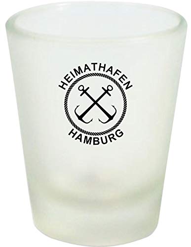 ShirtInStyle Schnapsglas Glas, Heimathafen Hamburg Anker. Urlaub Heimat Familie Zu Hause Freunde Spruch, Weiß von ShirtInStyle