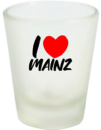 Shirtinstyle Schnapsglas Glas, I Love Mainz. Urlaub Heimat Familie Zu Hause Freunde Spruch, Weiß von Shirtinstyle