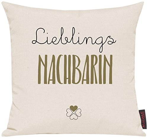 ShirtInStyle Sofakissen Motiv Typo Kuschelidee Lieblingsmensch Lieblings Nachbarin, Kissen, Sofa, Deko, Geschenk Familie Liebe, Farbe Elfenbein von ShirtInStyle