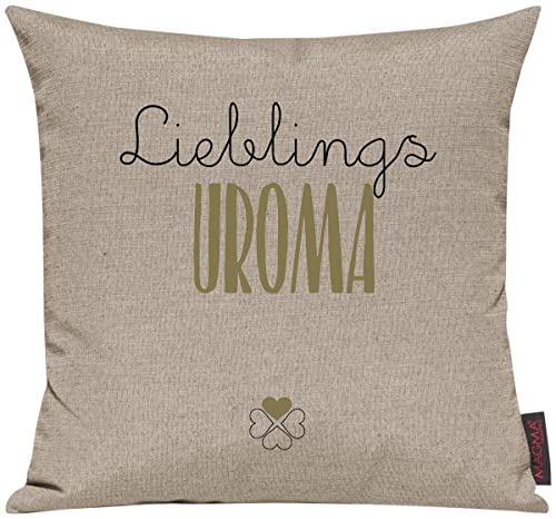 ShirtInStyle Sofakissen Motiv Typo Kuschelidee Lieblingsmensch Lieblings Uroma, Kissen, Sofa, Deko, Geschenk Familie Liebe, Farbe Taupe von ShirtInStyle