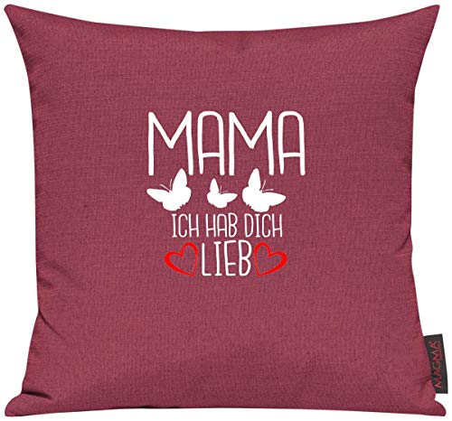 ShirtInStyle Sofakissen Motiv Typo Kuschelidee Mama Ich hab Dich Lieb Schmetterlinge, Kissen, Sofa, Deko, Vater Mutter Geschenk Familie Liebe, Farbe pink von ShirtInStyle