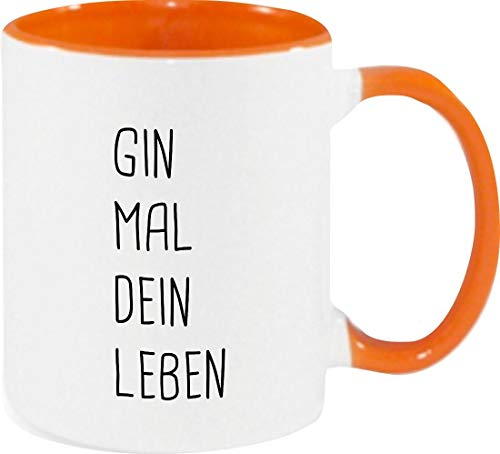 ShirtInStyle Tasse GIN MAL DEIN LEBEN, Kaffeepott, Kaffeetasse, Farbe orange von ShirtInStyle