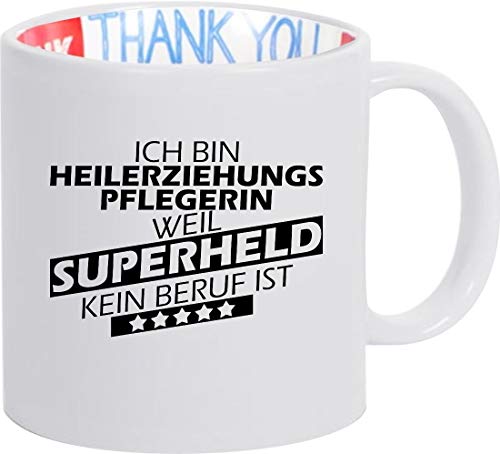 Shirtinstyle Thank You Dankeschön Tasse, Ich bin Heilerziehungspflegerin weil Superheld kein Beruf ist, Beruf Ausbildung Abschluss von Shirtinstyle