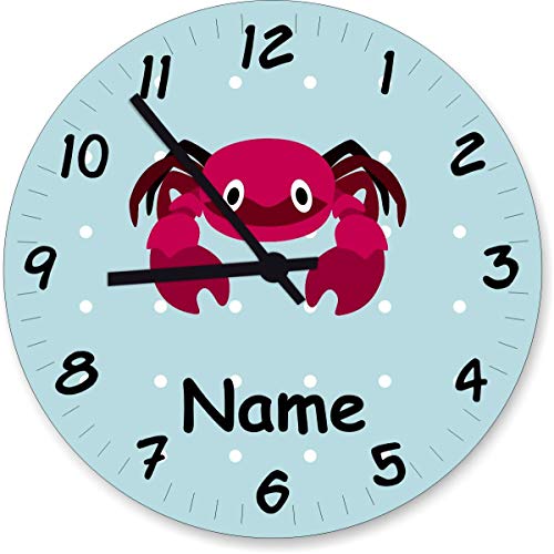 Shirtinstyle Wanduhr Kinderzimmeruhr Krebs Krabbe mit Wunschnamen Geschenk Uhr Kinder Handmade, 20cm, Farbe Pastellblau Shirtinstyle Wanduhr Kinderzimmeruhr Krebs Krabbe mit Wunschnamen Geschenk Uhr Kinder Handmade, 20cm, Farbe Pastellblau von Shirtinstyle