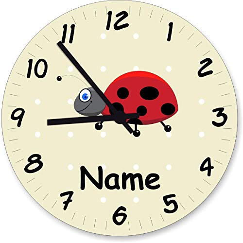 Shirtinstyle Wanduhr Kinderzimmeruhr Marienkäfer mit Wunschnamen Geschenk Uhr Kinder Handmade, 20cm, Farbe Pastellbgelb Shirtinstyle Wanduhr Kinderzimmeruhr Marienkäfer mit Wunschnamen Geschenk Uhr Kinder Handmade, 20cm, Farbe Pastellbgelb von Shirtinstyle