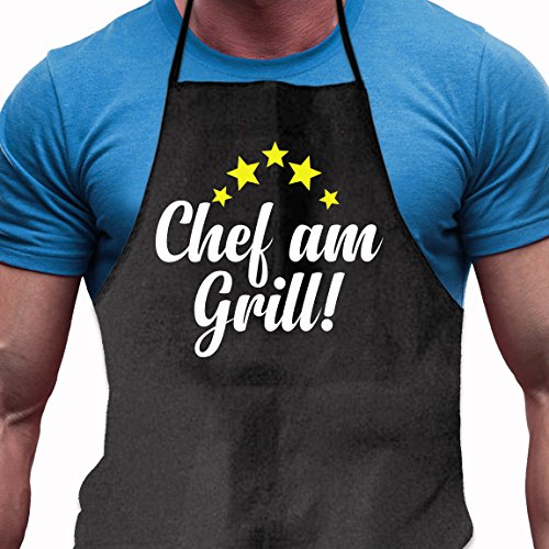 Shirtoo Grillschürze Chef am Grill - Lustiges Geschenk für Männer und Grillmeister von Shirtoo