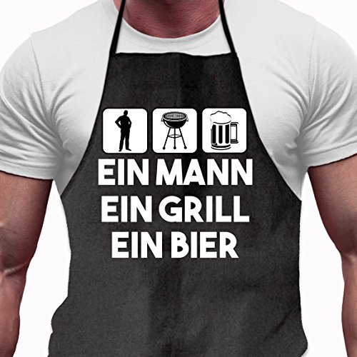 Shirtoo Grillschürze - EIN Mann - EIN Grill - EIN Bier, Lustiges Geschenk für Männer und Grillmeister von Shirtoo