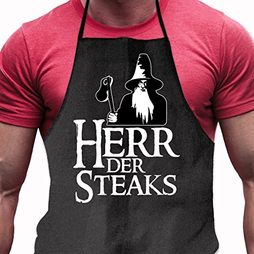 Shirtoo Grillschürze Herr der Steaks - Lustiges Geschenk für Männer und Grillmeister von Shirtoo