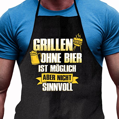 Shirtoo Grillschürze Grillen ohne Bier ist möglich, Aber Nicht sinnvoll – Lustiges Geschenk für echte Männer und Grill-Fans von Shirtoo