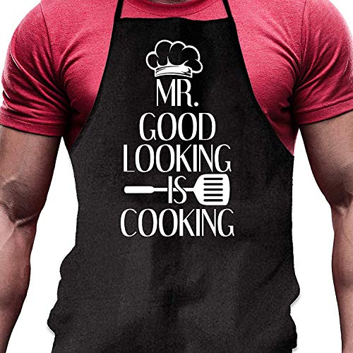 Shirtoo Kochschürze Mr. Good Looking is Cooking - Lustiges Geschenk für Männer und Hobbyköche zum Geburtstag oder zu Weihnachten von Shirtoo