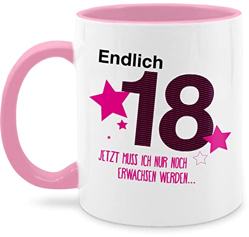 Tasse Tassen 325ml - 18. Geburtstag - Endlich Achtzehn - 325 ml - Rosa - geburtstagstasse 18 zum volljährigkeit 18ter cup geschenk 18-18ten wärmende maedchen eighteen (18) volljährig von Shirtracer