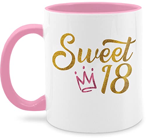 Tasse Tassen 325ml - 18. Geburtstag - Sweet Eighteen Glitzer Optik mit Krone - 325 ml - Rosa - geschenke 18 zum geschenk 18ten endlich coole+geschenkideen+18+geburtstag geschenkidee 18- von Shirtracer