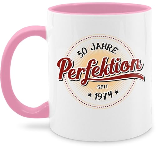 Tasse Tassen 325ml - 50. Geburtstag - Fünfzig Jahre Perfektion 1974 I - 325 ml - Rosa - geschenk 50 geschenke zum 50zigsten geschenke+für+50+geburtstag happy birthday für jährige von Shirtracer