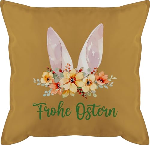 Shirtracer Kissen 50x50 - Osterkissen - Frohe Ostern Hasenohren Osterüberraschung Ostern Mini Geschenke Osterkleinigkeiten - 50 x 50 cm - Gelb - osterm osterüberraschungen osterideen von Shirtracer