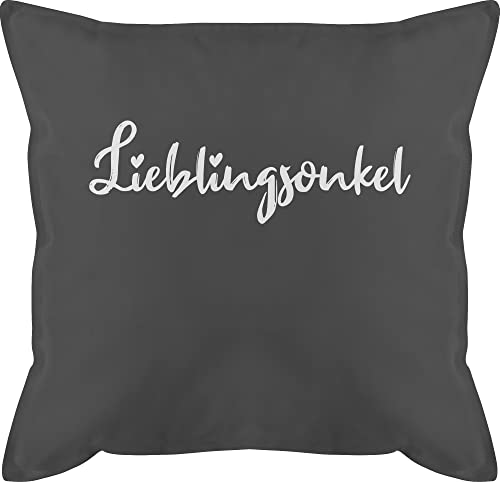 Shirtracer Kissen 50x50 - Deko Onkel - Lieblingsonkel Schriftzug weiß - 50 x 50 cm - Grau - Geschenk mit bezug sofakissen zierkissen Couch füllung von Shirtracer