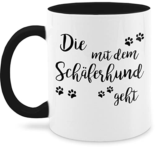 Tasse Tassen 325ml - Deko Hobby Geschenk - Die mit dem Schäferhund geht - 325 ml - Schwarz - schäferhunde nur noch eine pflanze hundemotiv von Shirtracer