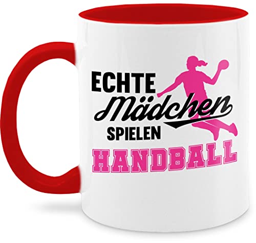 Tasse Tassen 325ml - Deko Hobby Geschenk - Echte Mädchen spielen Handball - Sprungwurf - 325 ml - Rot - maedchen kaffeetasse nur noch eine pflanze von Shirtracer