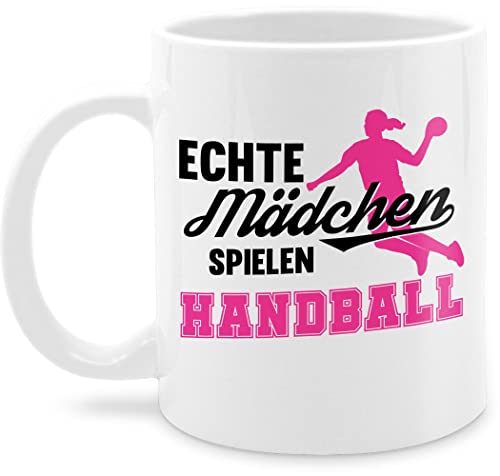 Tasse Tassen 325ml - Deko Tasse Hobby Geschenk - Echte Mädchen spielen Handball - Sprungwurf - Unisize - Weiß - maedchen kaffeetasse nur noch eine pflanze n kaffee - Q9061 von Shirtracer