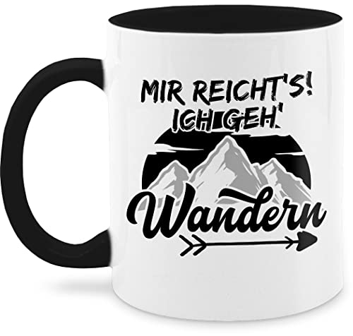 Tasse Tassen 325ml - Deko Hobby Geschenk - Mir reicht's ich geh wandern - Pfeil - schwarz - 325 ml - Schwarz - fanmug wander sprüche nur noch eine pflanze reichts wärmende berg statement von Shirtracer