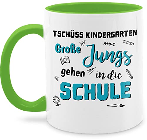 Tasse Tassen 325ml - Einschulung Geschenk Schulanfang - Tschüss Kindergarten Große Jungs Schule - 325 ml - Hellgrün - schulkind 1 klasse schuleinführung erste schuljahr erstklässler 1.schultag von Shirtracer