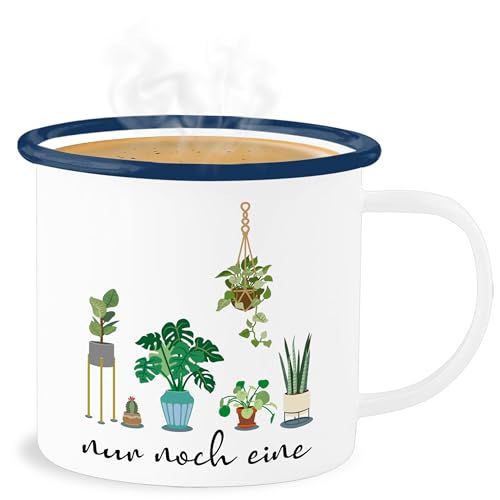 Emaille Becher Blechbecher - Deko Tasse Hobby - Nur noch eine Pflanze Garten Gärtner Geschenk Florist - 300 ml - Weiß Blau - gärtnern metallbecher floristen gärtnerin gartenfans gärtnerinnen von Shirtracer