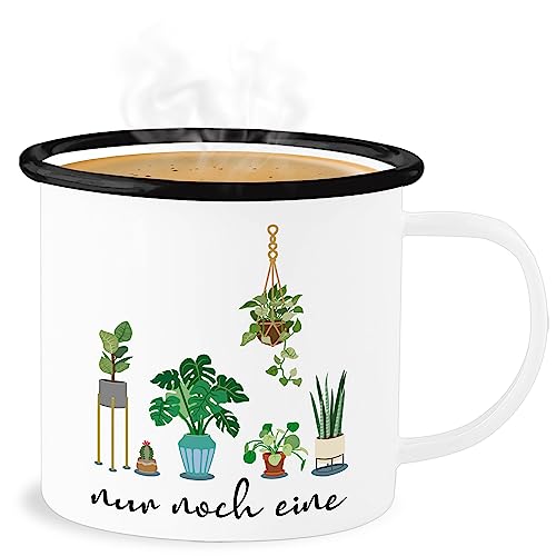 Emaille Becher Blechbecher - Deko Tasse Hobby - Nur noch eine Pflanze Garten Gärtner Geschenk Florist - 300 ml - Weiß Schwarz - gärtnern metallbecher floristen gärtnerin gartenfans gärtnerinnen von Shirtracer