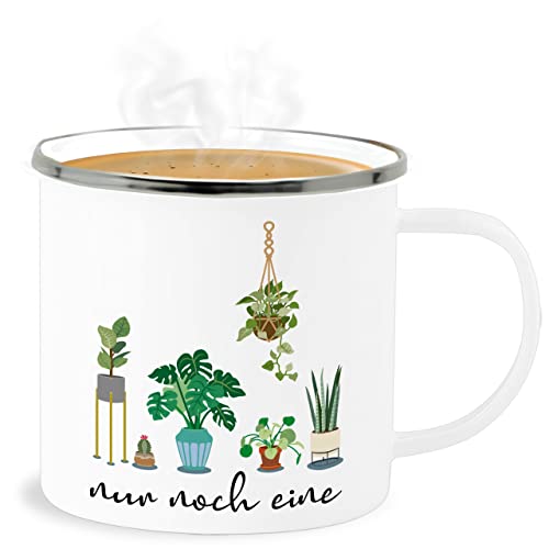 Emaille Becher Blechbecher - Deko Tasse Hobby - Nur noch eine Pflanze Garten Gärtner Geschenk Florist - 300 ml - Weiß Silber - gärtnern metallbecher floristen gärtnerin gartenfans gärtnerinnen von Shirtracer