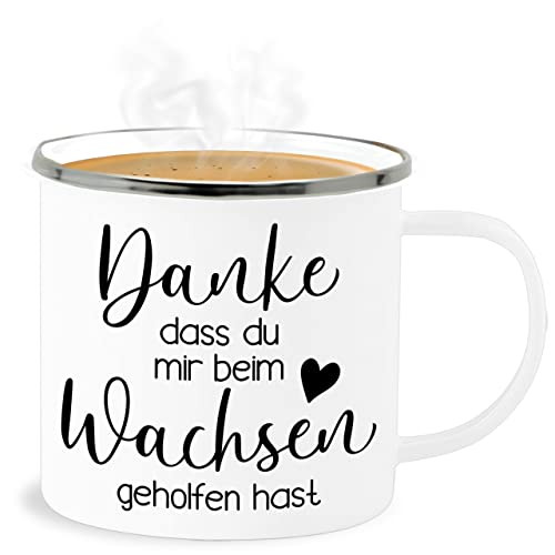Emaille Becher Blechbecher - Erzieher Tassen - Danke dass du mir beim Wachsen geholfen hast - Geschenk Erzieherinnen Abschiedsgeschenk Kindergarten Kinderkrippe - 300 ml - Weiß Silber Emaille Becher Blechbecher - Erzieher Tassen - Danke dass du mir beim Wachsen geholfen hast - Geschenk Erzieherinnen Abschiedsgeschenk Kindergarten Kinderkrippe - 300 ml - Weiß Silber von Shirtracer