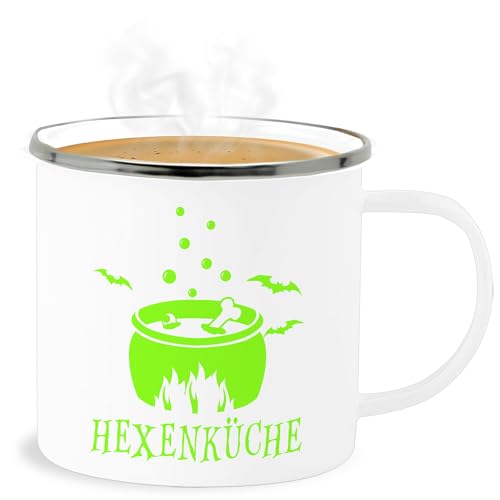 Emaille Becher Blechbecher - Halloween - Tassen - Hexenküche - 300 ml - Weiß Silber - helloween hexen tasse hellowee hexe haloween outfits gruselig gruseliges happy gruselige von Shirtracer