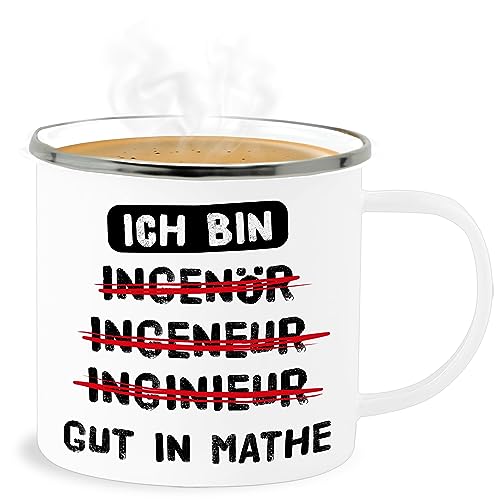 Emaille Becher Blechbecher - Job & Beruf Tasse - Ich bin gut in Mathe I Ingenieur Geschenk Mathematiker - 300 ml - Weiß Silber - für ingenieure ingeneur mathematik engineer büro ein diplom von Shirtracer