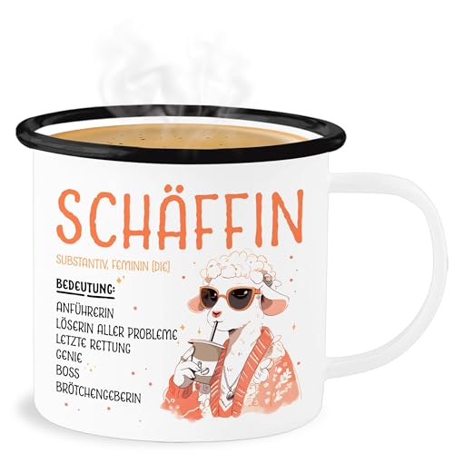 Emaille Becher Blechbecher - Job & Beruf Tasse - Schäffin - Chefin Geschenk Anführerin Leiterin Vorgesetzte Lustig Witzig Weihnachten - 300 ml - Weiß Schwarz - geschenke für tassen von Shirtracer