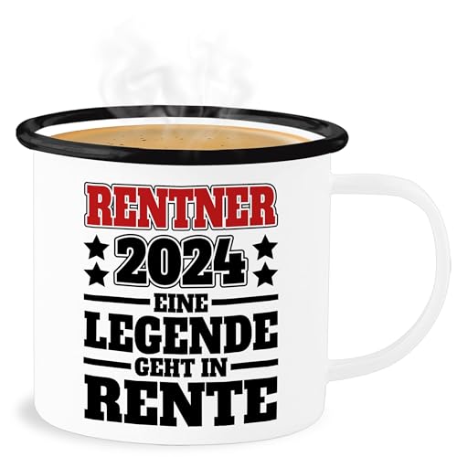 Emaille Becher Blechbecher - Rente Geschenk Tasse - Rentner 2024 Eine Legende geht in den Ruhestand - schwarz/rot - 300 ml - Weiß Schwarz - für pensionäre rentenbeginn im renteneintritt rentner24 von Shirtracer