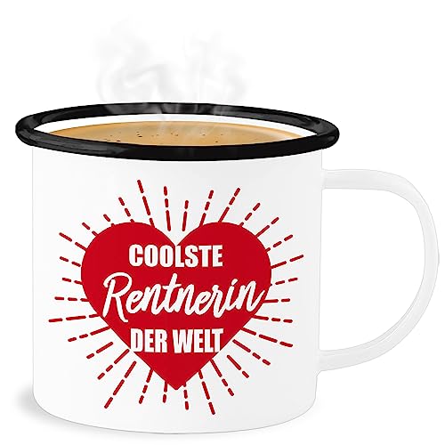 Emaille Becher Blechbecher - Tasse - Coolste Rentnerin der Welt - 300 ml - Weiß Schwarz - für pensionäre rente renter ruhestand bin in pension ich geh rentenbeginn frau abschied von Shirtracer