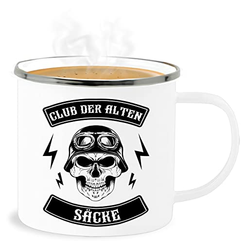 Emaille Becher Blechbecher - Statement - Club der alten Säcke Totenkopf - 300 ml - Weiß Silber - statements tasse von Shirtracer