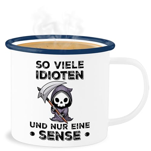 Emaille Becher Blechbecher - Statement - So viele Idioten und nur eine Sense - Sarkasmus Büro Arbeit Geschenk - 300 ml - Weiß Blau - statements geschenke tasse frohes neues jahr tassen new year Emaille Becher Blechbecher - Statement - So viele Idioten und nur eine Sense - Sarkasmus Büro Arbeit Geschenk - 300 ml - Weiß Blau - statements geschenke tasse frohes neues jahr tassen new year von Shirtracer