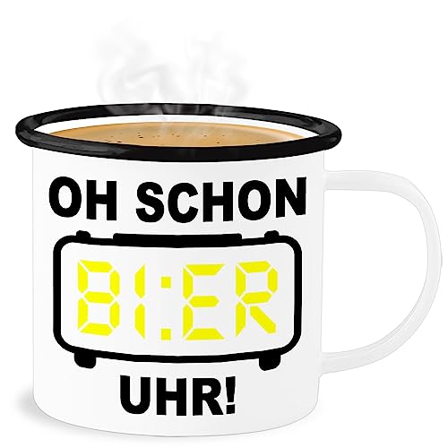 Emaille Becher Blechbecher - Statement Sprüche - Oh schon Bier Uhr! Schwarz - 300 ml - Weiß Schwarz - sarkasmus uhr tasse spruch spruechen sprüche, sprueche mit sprüchen stoffbeutel lustige Emaille Becher Blechbecher - Statement Sprüche - Oh schon Bier Uhr! Schwarz - 300 ml - Weiß Schwarz - sarkasmus uhr tasse spruch spruechen sprüche, sprueche mit sprüchen stoffbeutel lustige von Shirtracer