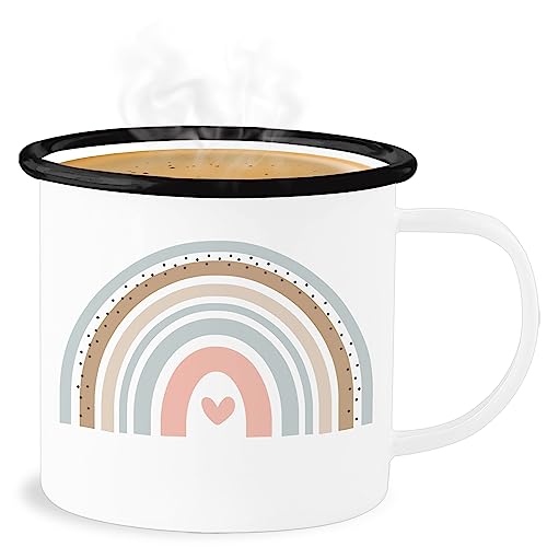 Emaille Becher Blechbecher - Tasse & Bohemian Deko - Boho Regenbogen - 300 ml - Weiß Schwarz - tassen blech Emaille Becher Blechbecher - Tasse & Bohemian Deko - Boho Regenbogen - 300 ml - Weiß Schwarz - tassen blech von Shirtracer