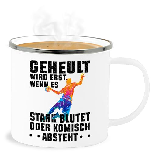 Emaille Becher Blechbecher - Tassen - Geheult wird erst wenn es stark blutet Handball Spruch Geschenk Handball Geschenkideen für Handballer Geschenke I Weihnachtsgeschenke für Handballer - 300 ml Emaille Becher Blechbecher - Tassen - Geheult wird erst wenn es stark blutet Handball Spruch Geschenk Handball Geschenkideen für Handballer Geschenke I Weihnachtsgeschenke für Handballer - 300 ml von Shirtracer